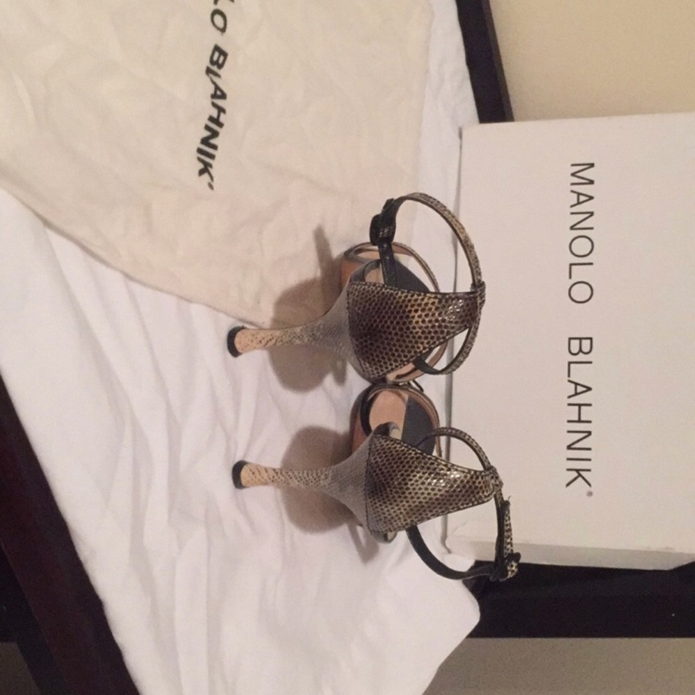 Manolo Blahnik Python Strapped Heels - image 3